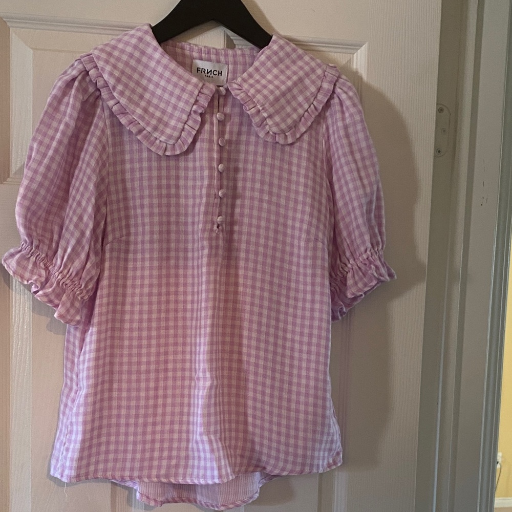 FRNCH Light Pink Checkered Kids Blouse